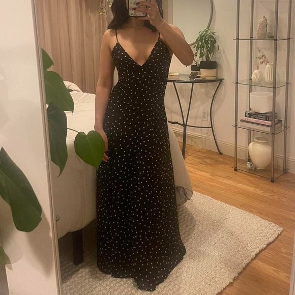 Zara Polka Dot Black Long Dress NWT L Large